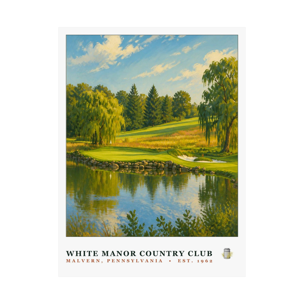 White Manor Country Club — 18" × 24" Championship Golf Poster