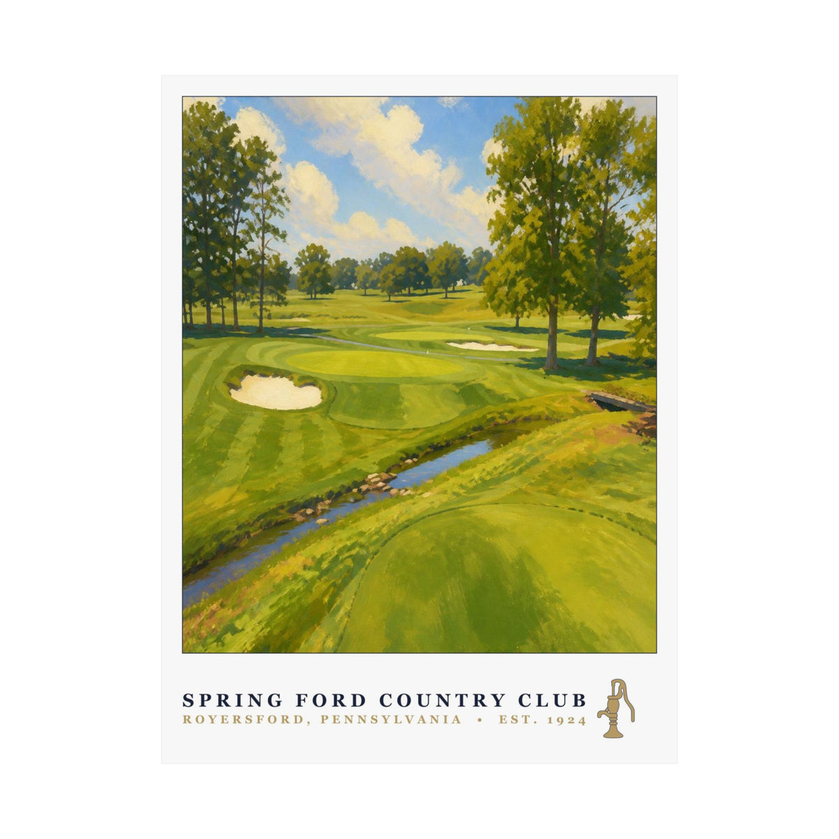 Spring Ford Country Club — 18" × 24" Championship Golf Poster